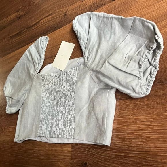 NWT LINEN/LIN BLEND PUFF SLEEVE BLOUSE - Picture 11 of 14